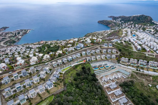 stock image Drone view of Gundogan district beach, Bodrum, Turkey