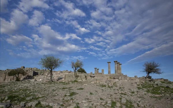Temple Athéna Ruine Ville Antique Assos Vue Panoramique Drone Shots — Photo