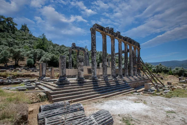 Euromos was an ancient city in Caria, Anatolia; the ruins are approximately 4 km southeast of Selimiye and 12 km northwest of Milas (the ancient Mylasa), Mugla Province, Turkey.