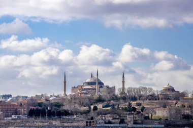 İstanbul - Türkiye 25. 2021 Şubat Ayasofya Camisi. Bizans İmparatoru Justinian. 1453 yılında İstanbul 'un fethinden sonra Fatih Sultan Mehmet tarafından camiye dönüştürüldü..