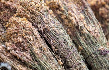 Markette kurutulmuş St. John otu.