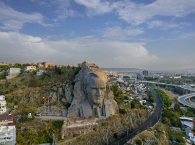 Izmir, Turkey - October 04, 2023 : View of Ataturk Mask on the hill in Izmir, Turkey clipart