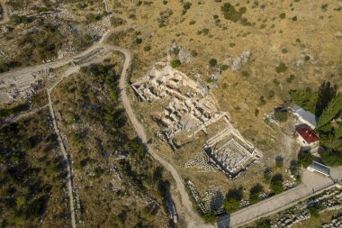 Burdur yakınlarındaki antik Sagalassos şehri. Roma şehrindeki harabeler. Sagalassos 'un İHA görüntüleri