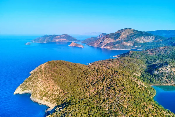 Aerial View Mediterranean Azure Sea Mountain Island — Stock Photo, Image