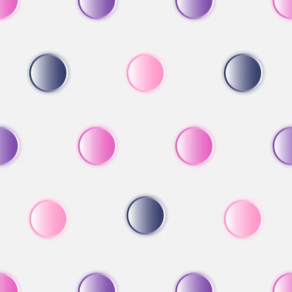 白地シームレスベクトル上の抽象的な色円ボタン — ストックベクタ