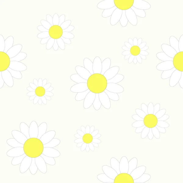 Цветы Ромашки Желтом Фоне Бесшовный Вектор — стоковый вектор