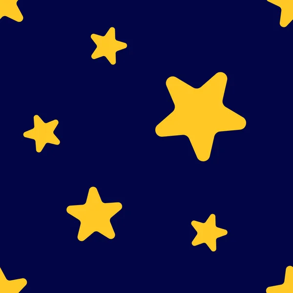 Forma Estrela Amarela Fundo Azul Escuro Vetor Sem Costura — Vetor de Stock