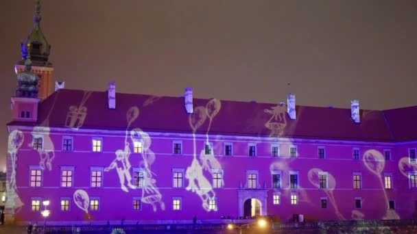 Varsóvia Polônia Dezembro 2023 Edifício Ano Novo Decorado Com Luz — Vídeo de Stock