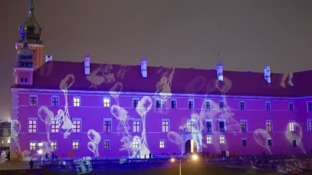 바르샤바 폴란드 2023 프로젝터 빛으로 장식된 비디오 레이저 레이저 투영도 — 비디오