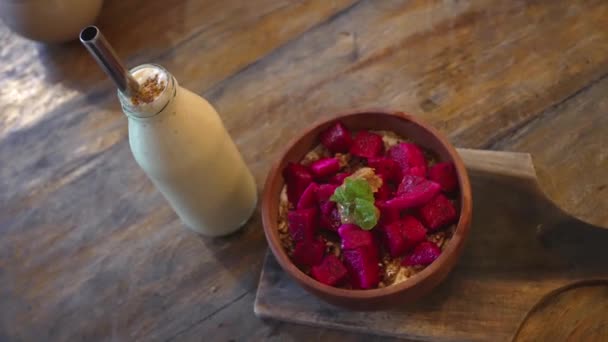 Fermer Images Style Thaï Mélange Fruits Exotiques Salade Somtum Avec — Video