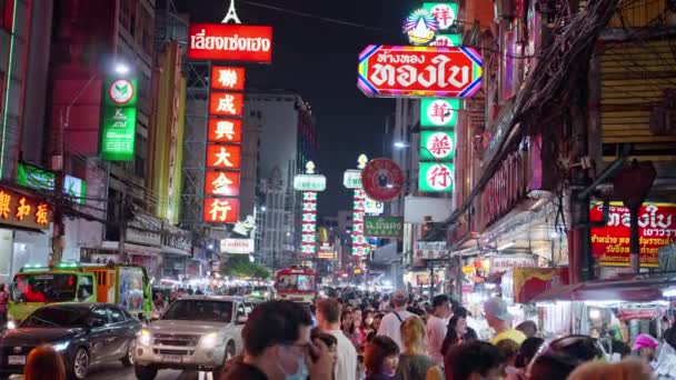 Bangkok Tajlandia Maja 2023 Chiny Miasta Nocy Main Street Znakiem — Wideo stockowe