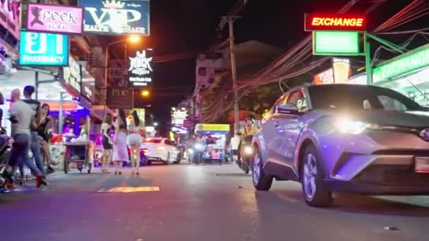 Night Club Bar Con Luci Neon Nella Zona Turistica Pattaya — Video Stock