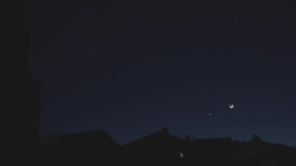 Dunklen Mitternachtshimmel Funkeln Ein Paar Sterne Wie Gasbetriebene Anzeigegeräte Und Stockvideo