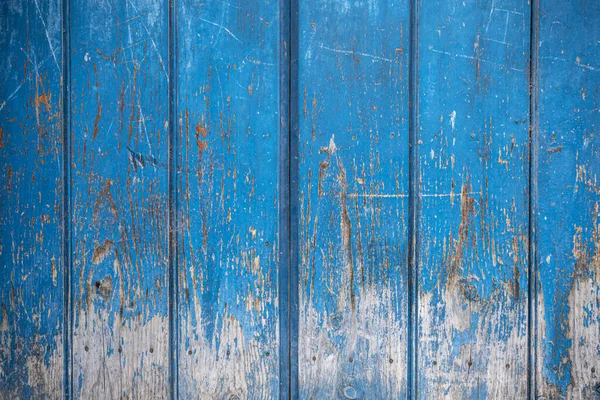 Старая Дверь Натурального Дерева Окрашенная Интенсивный Синий Цвет — стоковое фото