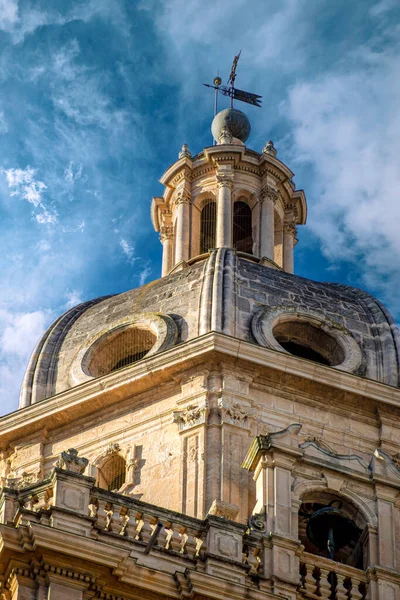 Részlet Harangtorony Katedrális Murcia Spanyolország Neoklasszikus Stílusban Intenzív Kék Felhők — Stock Fotó