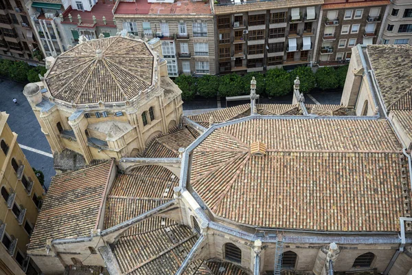 Aerial View Roofs Cathedral Santa Maria Murcia Spain Highlighting Central — Stock Photo, Image