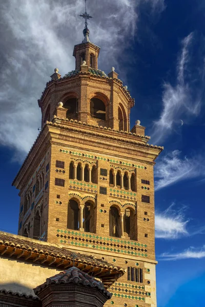 Wieża Mudejar Katedry Santa Mara Mediavilla Teruel Aragon Hiszpania — Zdjęcie stockowe