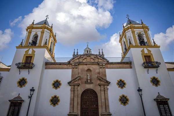 Fasada Parafii Nuestra Senora Del Socorro Mieście Ronda Malaga Hiszpania — Zdjęcie stockowe