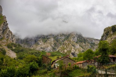 Can de Valden, Lon, İspanya 'dan Picos de Europa Ulusal Parkı' nın etkileyici manzarası