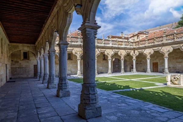15. yüzyılda inşa edilen ve dünya mirası ilan edilen Salamanca, Castilla y Len, İspanya 'nın küçük okullarının güzel bir avlusu.