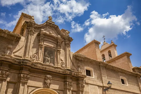 stock image Side facade of the baroque church of the Convent of Santa Ana in Murcia, Spain, in daylight