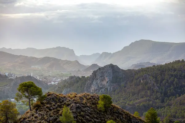 stock image Generic view of the Ricote Valley, Region of Murcia, Spain, from Cieza Castle with dawn light