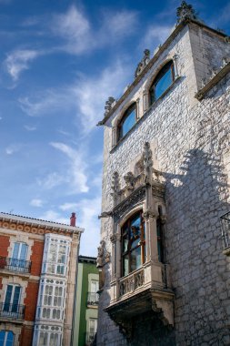 Casa del Cordon 'un detayları ya da Castilla de Burgos Polis Merkezi, Castilla y Leon, İspanya, gündüz vakti