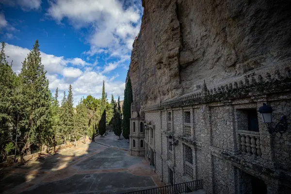 General view of the Sanctuary of Our Lady of Hope in Calasparra, Murcia Region, Spain, carved into the rock.