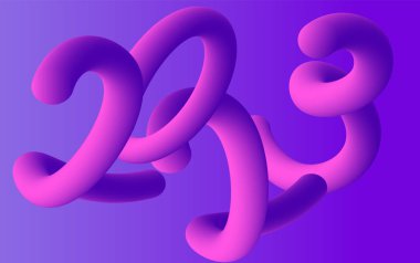 2023 3D sayılar. Gerçekçi canlandırma. Yeni yıl karşılama tasarımı