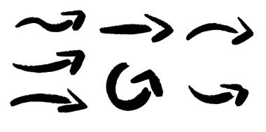 Hand drawn arrows vector set. Doodle pointer template