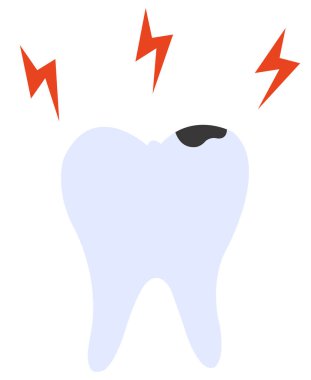 Tooth with caries vector. Dental care.