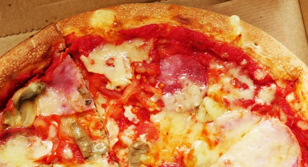 Felii Pizza Vedere Sus Bucătărie Italiană Fast Food — Fotografie, imagine de stoc