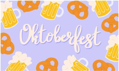 Oktoberfest duvar kağıdı. Bira ve kraker..