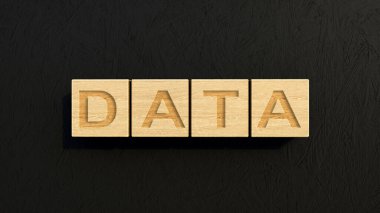 Veri kavramı. Tahta küpler 3 boyutlu. Bilgi depolama 