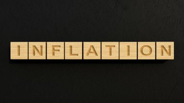 Enflasyon konsepti. Tahta bloklar. İş stratejisi