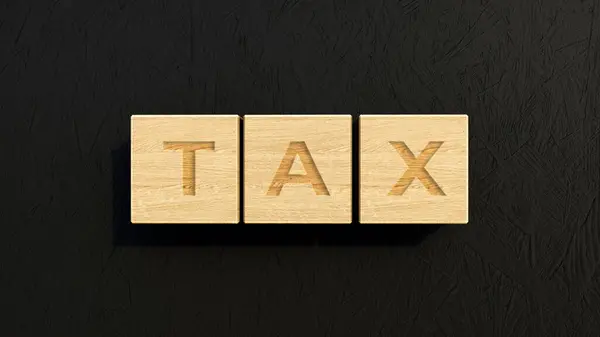 税收概念 有文字的立方体 财务管理 — 图库照片