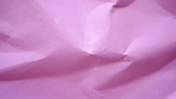 Ροζ Τσαλακωμένη Υφή Χαρτιού Επιφάνεια Υλικού — Αρχείο Βίντεο