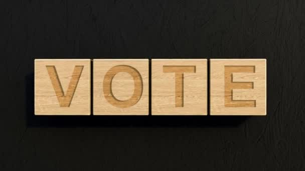 Szavazzunk Fakockák Választási Nap Minimalista Render — Stock videók