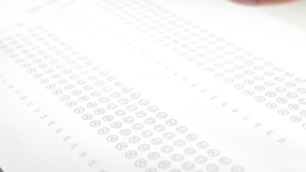 Feche Formulário Exame Estudante Conceito Educação — Vídeo de Stock