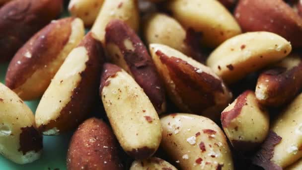 Brazil Nuts Texture Food Background Video Vegan Diet Healthy Eating — Stock Video