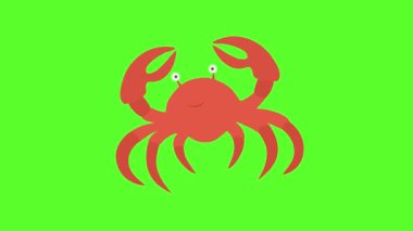 Tatlı yengeç animasyonu 2D. Su altı yaratığı.