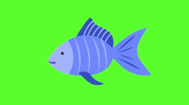 Balık animasyonu 2D. Çocuk çizgi filmi. Su altı yaratıkları