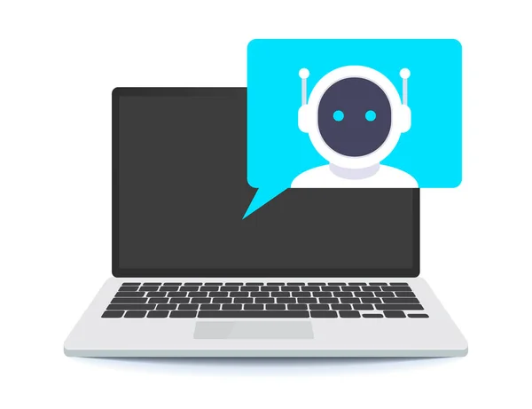 Chatten Sie Mit Einem Chatbot Online Auf Einem Laptop Website — Stockvektor