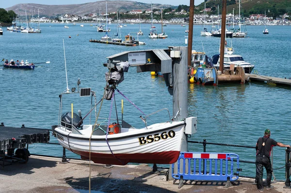Conwy Reino Unido Julho 2022 Pequeno Barco Pesca Que Sai — Fotografia de Stock