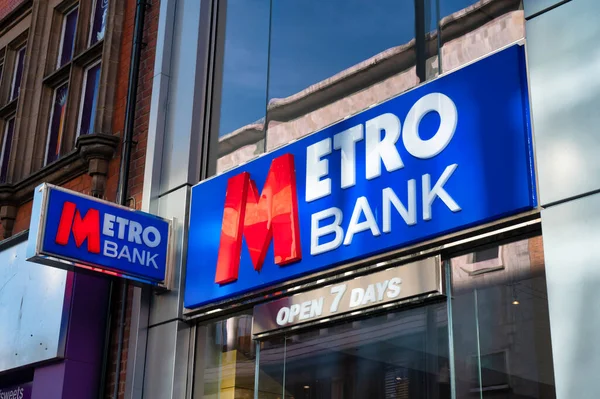 stock image Liverpool, UK- Sept 7, 2022: The sign for Metro Bank in Liverpool England