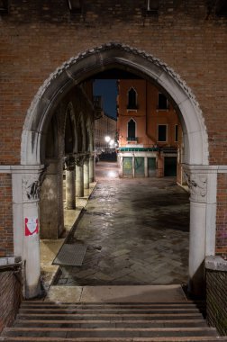 Venedik, İtalya 22 Şubat 2023 Venedik 'teki boş bir Rialto Pazarı