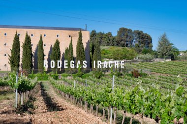 Ayegui, Spain- May 24, 2024: Bodegas Irache in Ayegui in northern Spain clipart