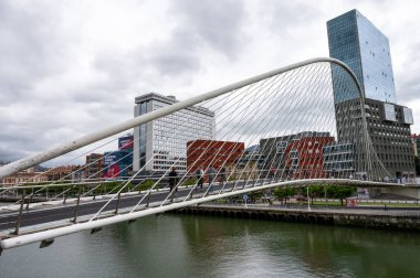 Bilbao, İspanya - 27 Mayıs 2024: Bilboats.com turizm teknelerinden biri Bilbao 'da Nervin nehrinde.