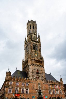 Bruges, Belçika - Bölüm 27, 2024: Bruges Belfort 'un yan manzarası