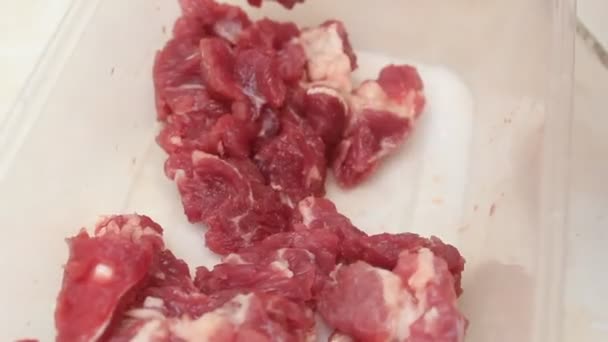 Fresh Raw Red Meat Blur Video Suitable Food Grocery Themes — Stock Video